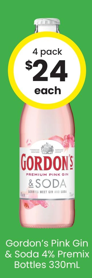 Gordon’s Pink Gin & Soda 4% Premix Bottles 330ml