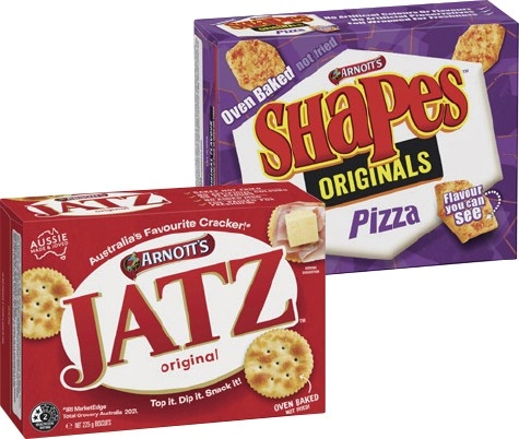 Arnott’s Shapes, Jatz or Clix 175‑250g Selected Varieties