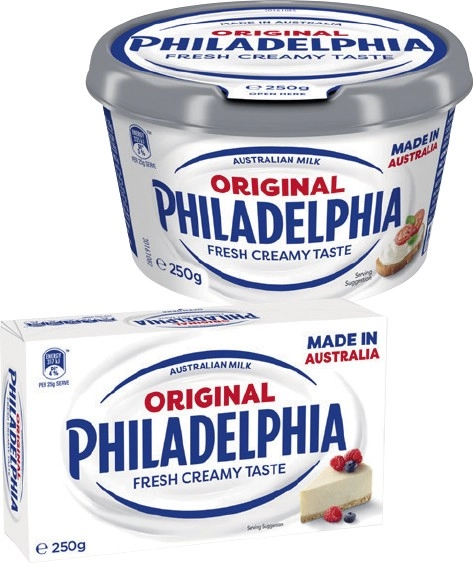 Philadelphia Fresh Cream Cheese Block or Spreadable Tub 250g Selected Varieties