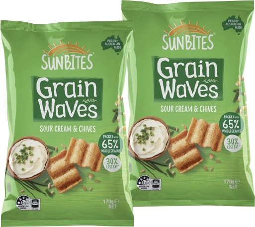 Sunbites Grain Waves 170g, Popcorners 130g, Smith’s Oven Baked 130g or Simply 120g Chips Selected Varieties