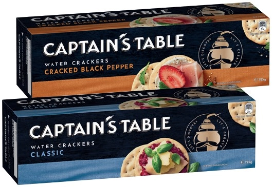 Captain's Table Water Crackers 125g Selected Varieties