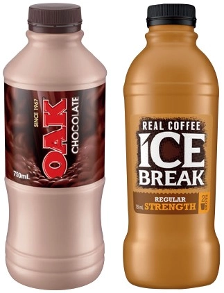 Ice Break Real Coffee or Oak Flavoured Milk 750mL Selected Varieties