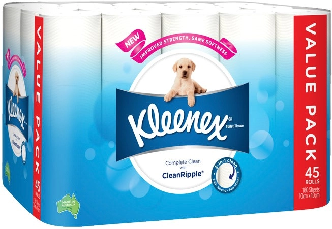 Kleenex Complete Clean Rolls Value 45 Pack