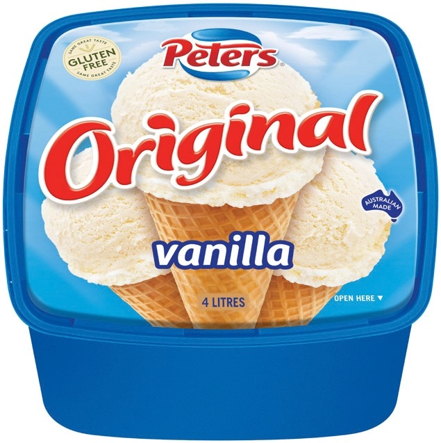 Peters Original Vanilla or Neapolitan Ice Cream 4 Litre