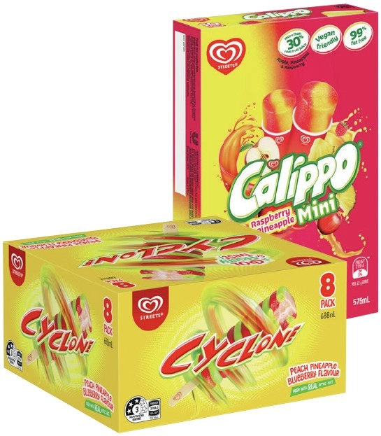 Streets Calippo Minis 10 Pack or Cyclone 8 Pack Selected Varieties