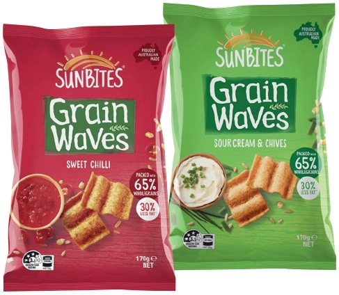 Sunbites Grain Waves 170g, Simply Chips 120g, Smith’s Baked Chips or PopCorners 130g Selected Varieties