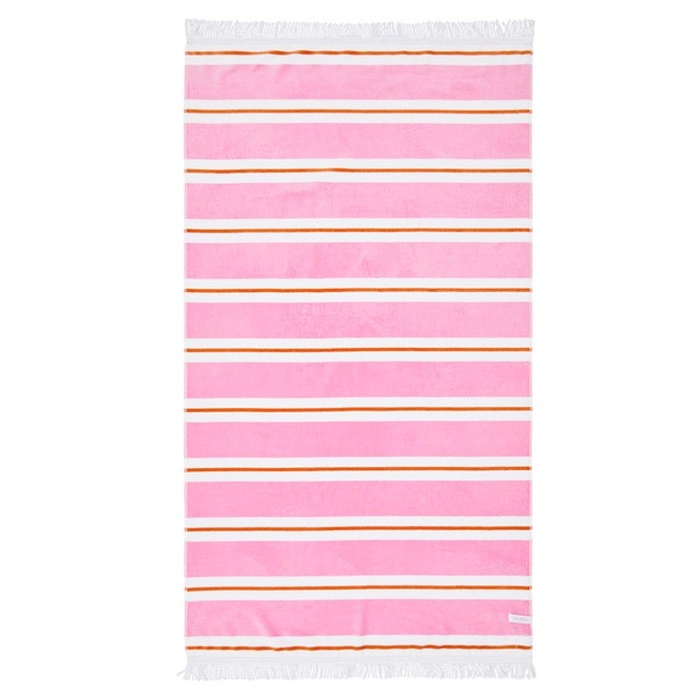 Aegean Pink/Orange Stripe Large Beach Towel by Pillow Talk