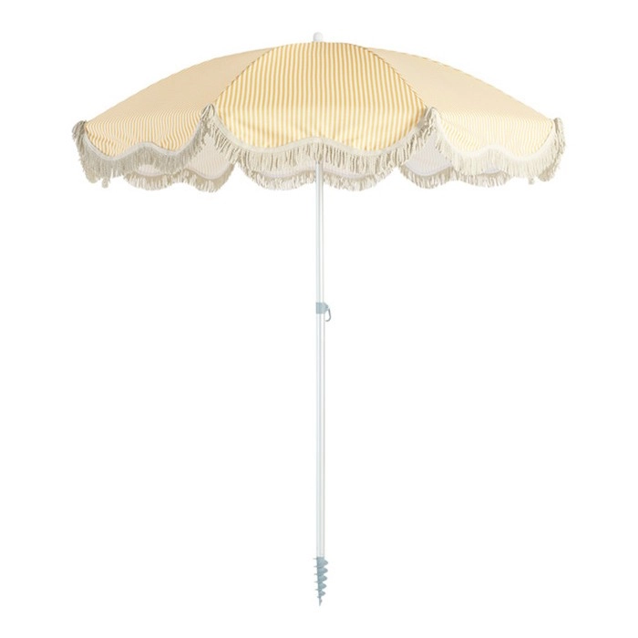 Capri Stripe Scalloped Fringed Beach Umbrella by Pillow Talk