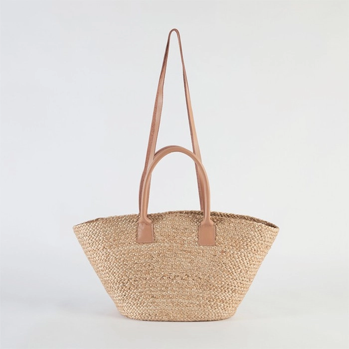 Mykonos Jute Beach Bag with Leather Staps by Pillow Talk