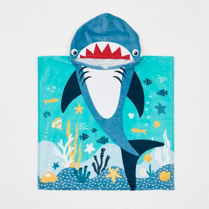 Sea Adventures Shark Kids Hooded Beach Towel by Pillow Talk