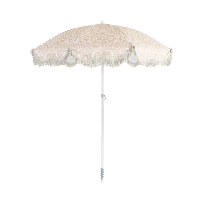 St Barts Scalloped Fringed Beach Umbrella by Pillow Talk