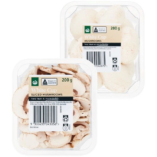 Australian Cup or Sliced Mushrooms 200g Pack