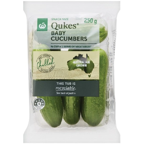 Australian Qukes® Baby Cucumbers 250g Pack