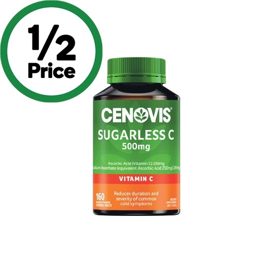 Cenovis Sugarless C 500mg Chewable Tablets Pk 160~