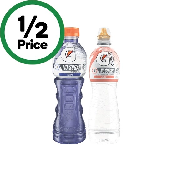 Gatorade Sports Drink or G-Active Flavoured Water 600ml