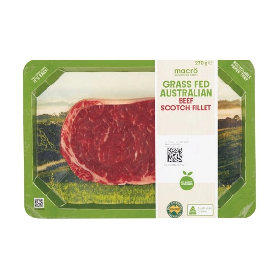 Macro Australian Grass Fed Beef Scotch Fillet 270g