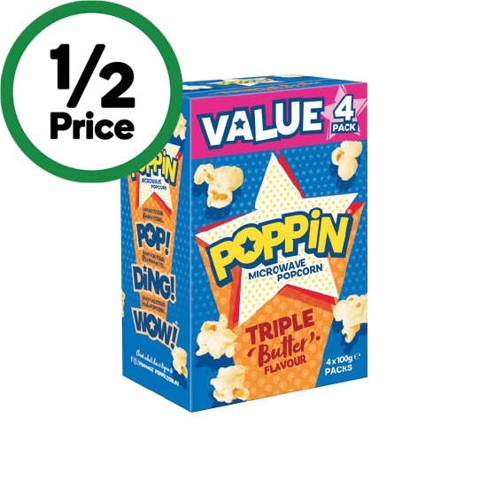 Poppin Microwave Popcorn 100g x Pk 4