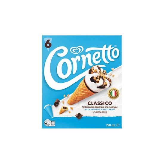 Streets Cornetto Classic Ice Cream Cones 750ml Pk 6