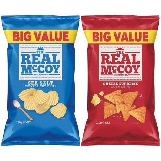 The Real McCoy Potato or Corn Chips 220g