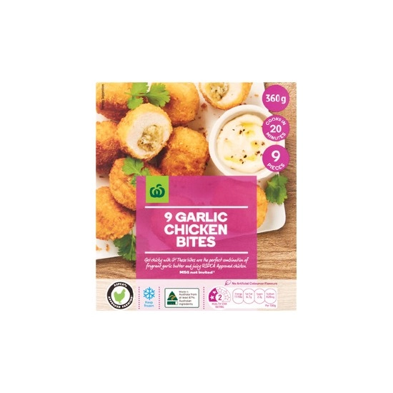 Woolworths Garlic Chicken Bites 360g – From the Freezer