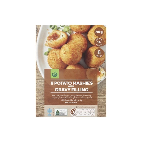 Woolworths Potato Mashies with Gravy Filling 200g – From the Freezer