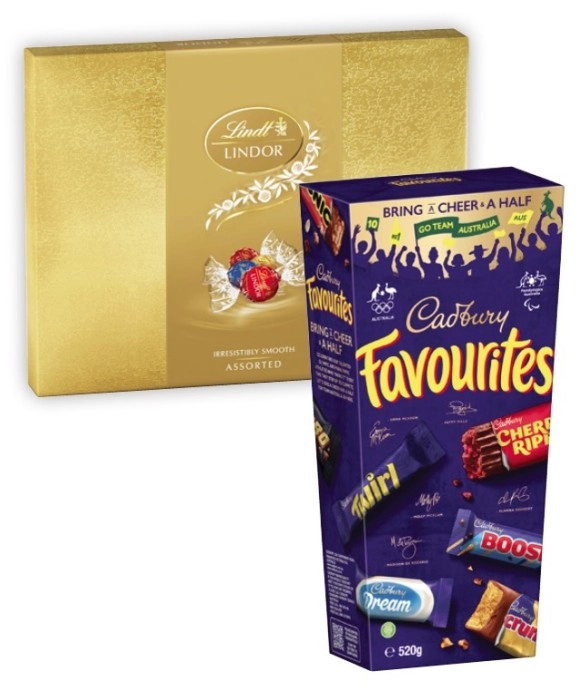 Cadbury Favourites 520g or Lindt Lindor Gift Box 232g-235g