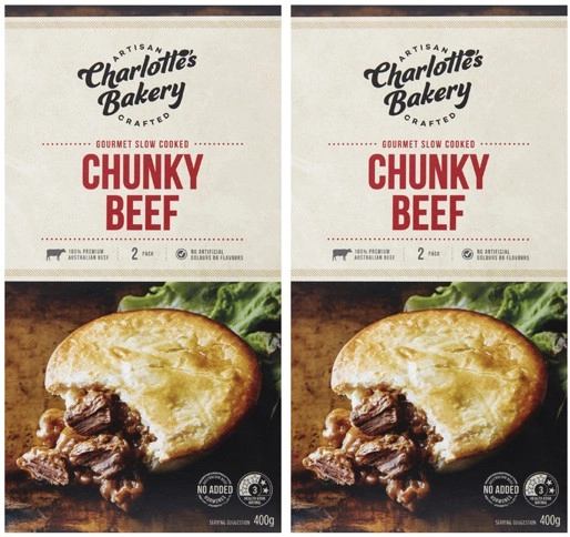 Charlottes Bakery Beef Pies 2 Pack 400g