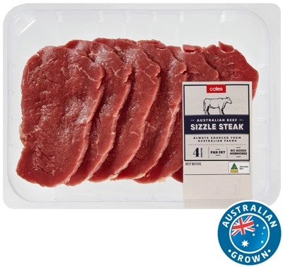 Coles Australian No Added Hormones Beef Sizzle Steak 400g