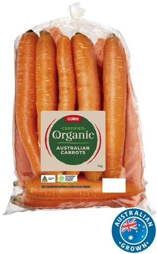 Coles Australian Organic Carrots 1kg Bag