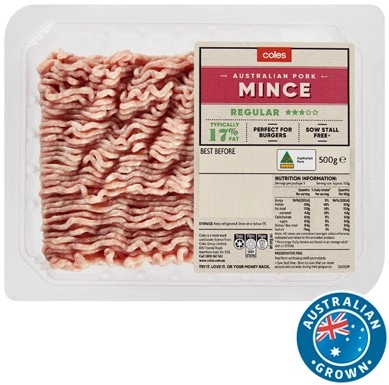 Coles Australian Pork 3 Star Regular Mince 500g