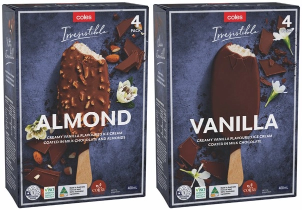 Coles Irresistible Ice Cream 4 Pack 400mL