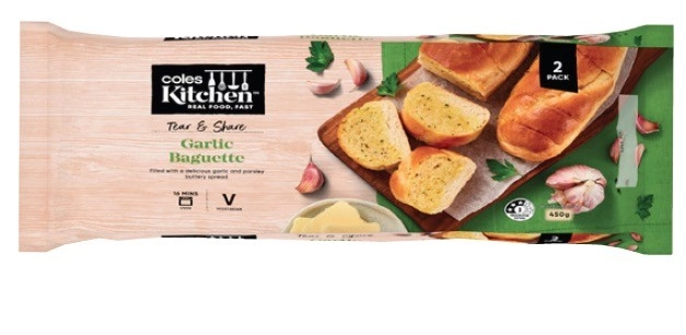 Coles Kitchen Garlic Baguette Twin Pack 450g