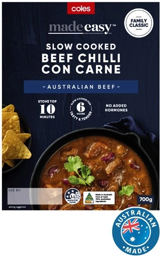 Coles Made Easy Family Classic Slow Cooked Beef Chilli Con Carne 700g