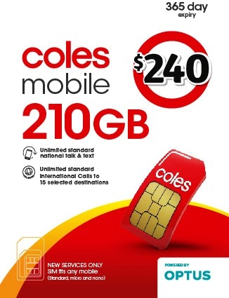 Coles Mobile $240 Prepaid SIM