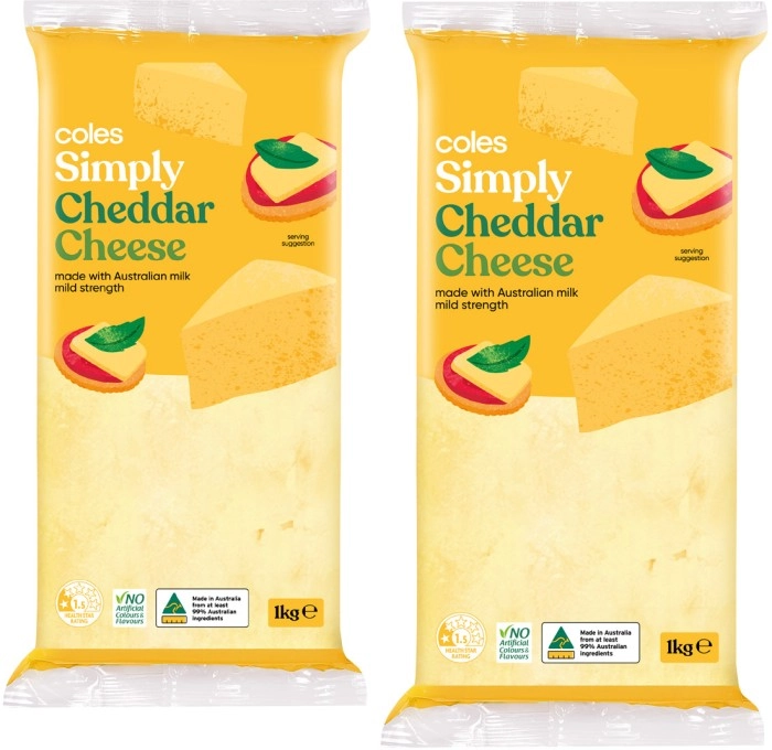 Coles Simply Cheddar Cheese Block 1kg