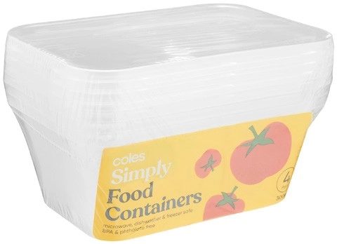 Coles Simply Food Containers 300mL 4 Pack