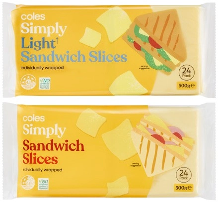 Coles Simply Sandwich Slices 24 Pack 500g