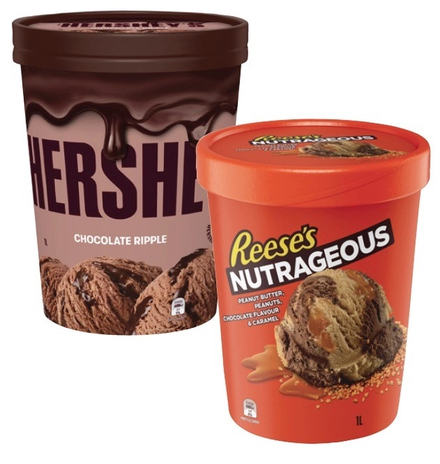 Hershey's or Reese's Ice Cream 1 Litre