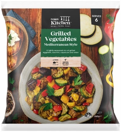 NEW Coles Kitchen Frozen Grilled Vegetables Mediterranean Style 750g