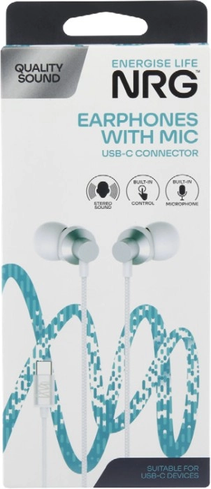 NRG USB-C Wired Earphone with Mic 1 Each