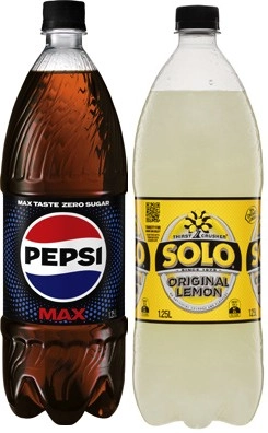 Pepsi, Solo or Sunkist Soft Drink 1.25 Litre