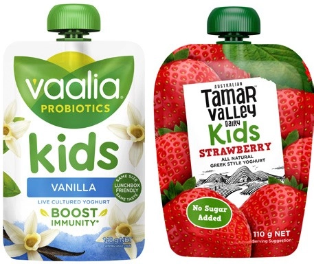 Tamar Valley Kids Greek Yoghurt Pouch 110g or Vaalia Kids Yoghurt Pouch 140g