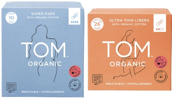 Tom Organic Pads Super 10 Pack or Ultra Thin Liners 26 Pack