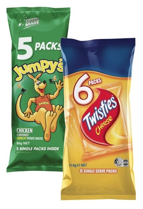 Twisties 6 Pack or Jumpy's or Doritos 5 Pack