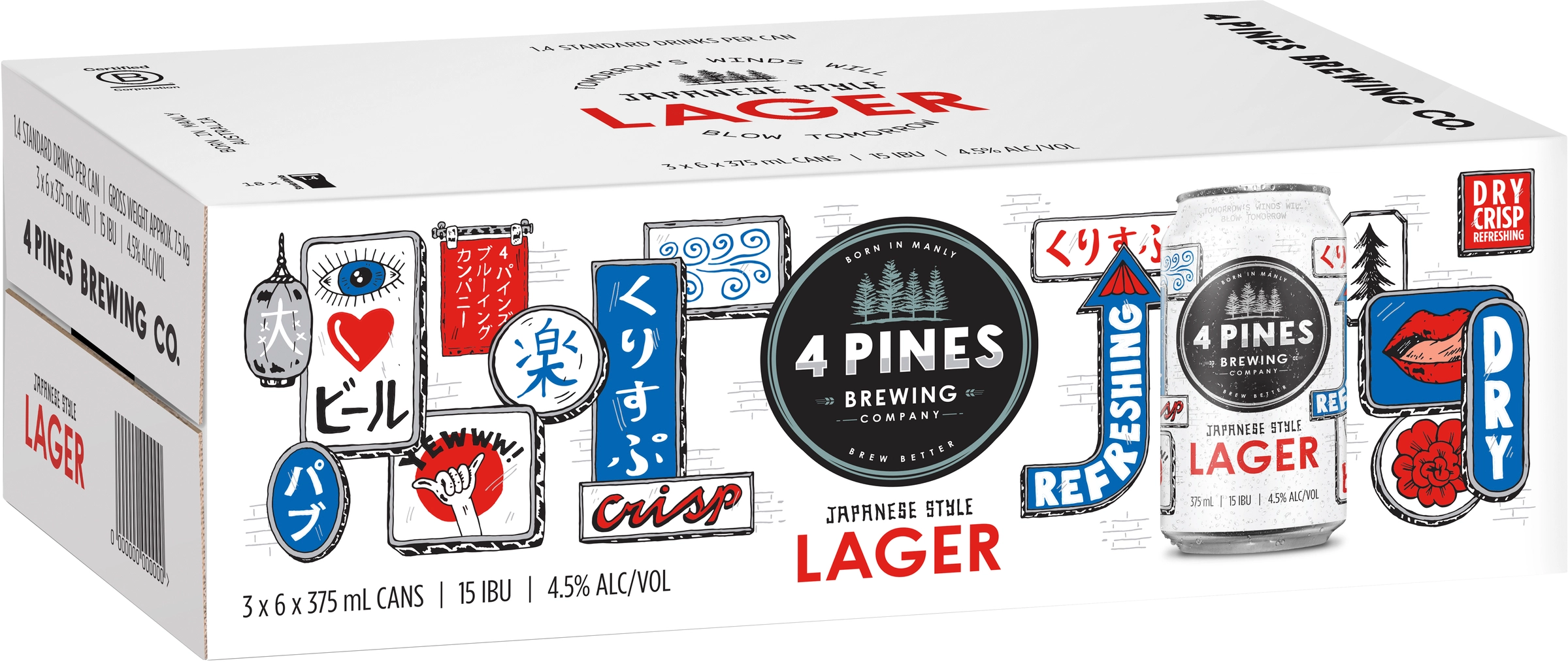 4 Pines Brewing Japanese Lager Cans 18x375ml