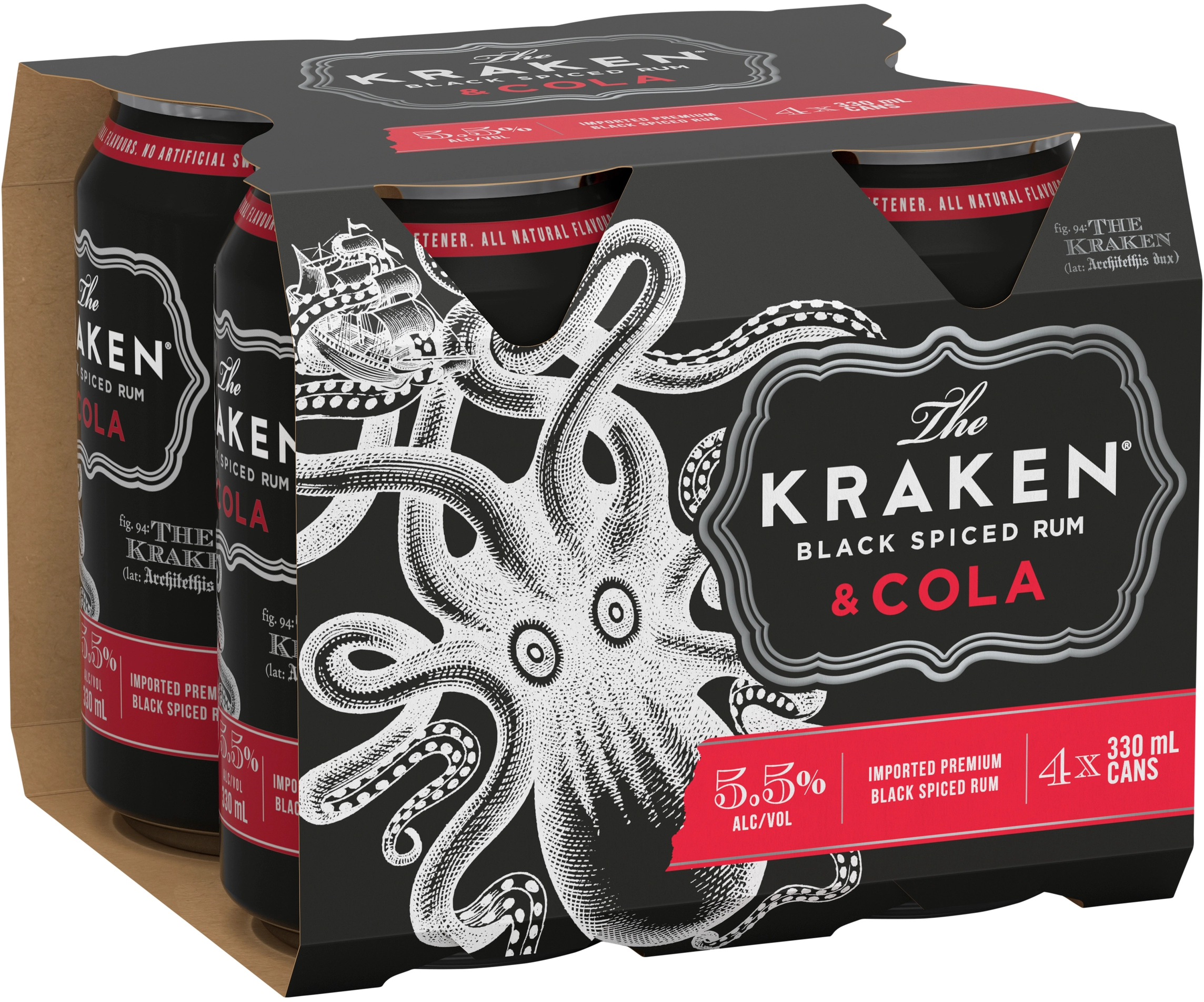 Kraken Spiced Rum & Cola Cans 4x330ml