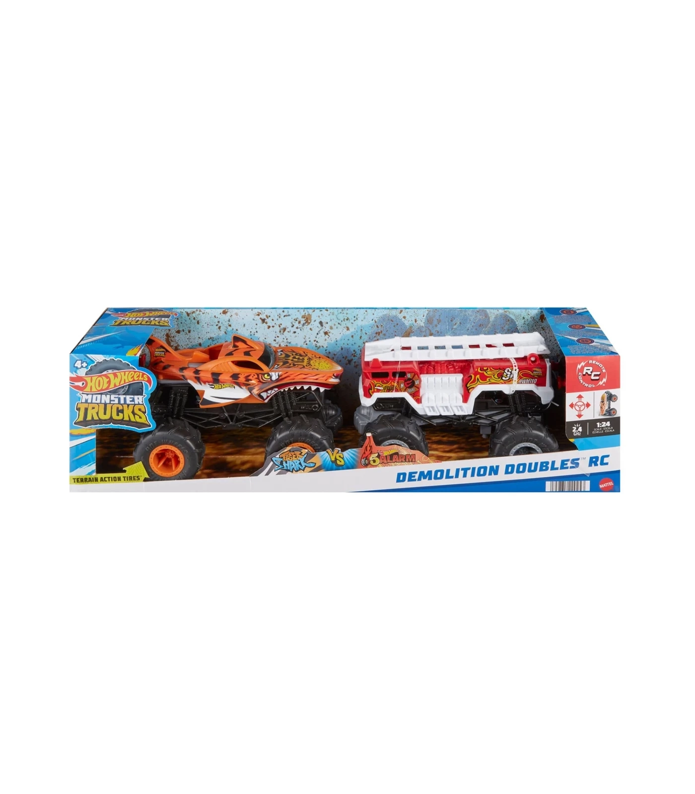 Hot Wheels Monster Trucks 1:24 Five Alarm & Tiger Shark 2 Pack