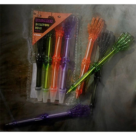 Halloween Skeleton Pens Pk 4