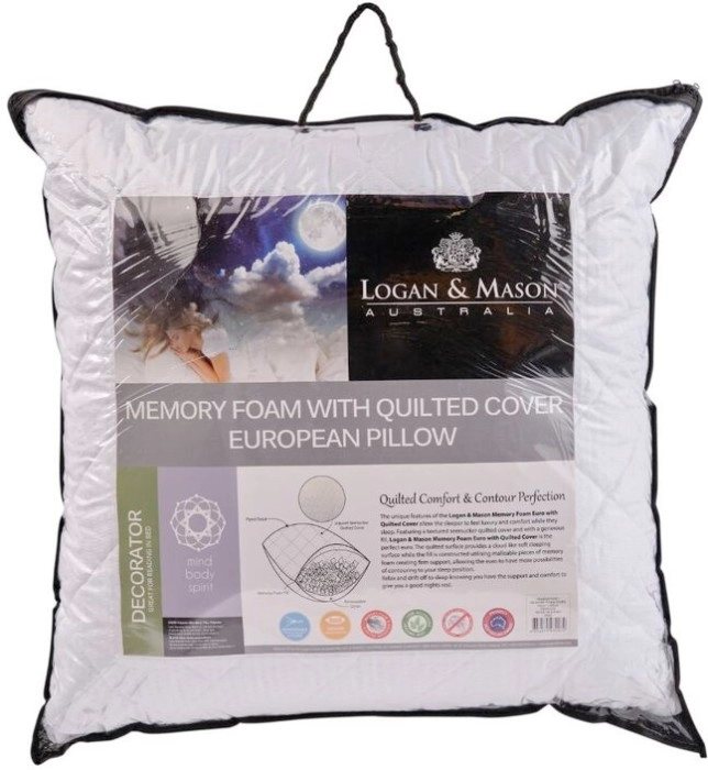 50% off Logan & Mason Memory Foam European Pillow with Quilted Cover