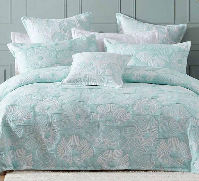 50% off Platinum Poppi Aqua Quilt Cover Set